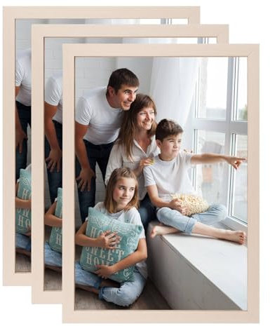 Truevaste 3 Stk. Bilderrahmen 40x50 cm Holz, MDF Fotorahmen, Klassischer Bilder Rahmen für Wand Tischbilderrahmen Picture Frame für Poster Dokument Hochzeitsfotos Abschlusszeugnis Jubiläum Geschenk