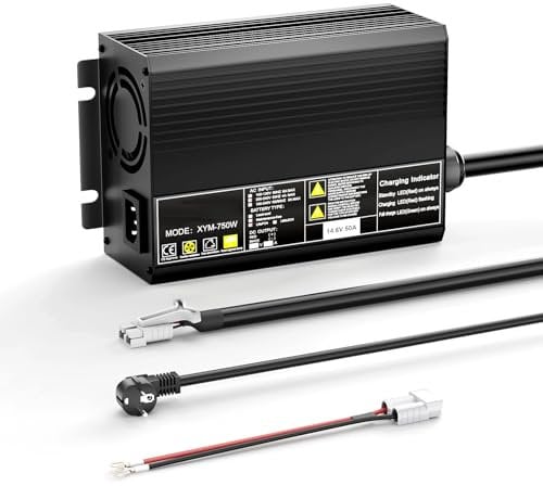 14,6 V 50 A LiFePO4 Akku-Ladegerät, Smart-Lader für 12,8 V Lithium-Eisenphosphat-Batterien Anderson Adapter LED Anzeige speziell für Lithium LiFePO4 Deep Cycle Akkus von Boot, WoMo Solor 50A Ladegerät