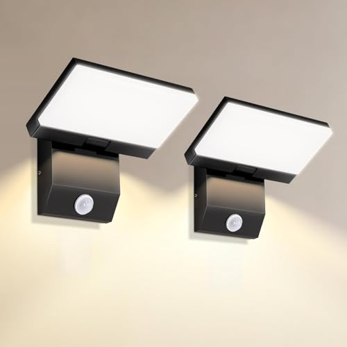 TODEHI Applique Murale Extérieur/intérieur avec Détecteur de Mouvement 36W | Moderne Éclairage Lampe avec Led Panneau Rotatif Imperméable IP65 3000K blanc chaud,Luminaire Murale pour Entrée Jardin, 2pcs