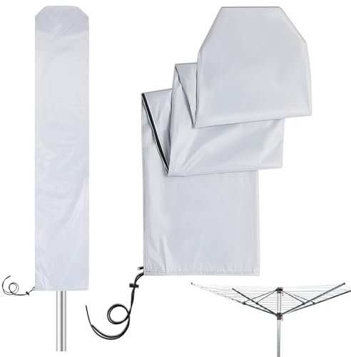 Cozary Schutzhülle Wäschespinne, 16 x 16 x 165cm Abdeckung Wäschespinne, Schutzhülle, Robuste und Wetterfeste Abdeckung, Reißfest und Wasserdicht, Hülle für Silber