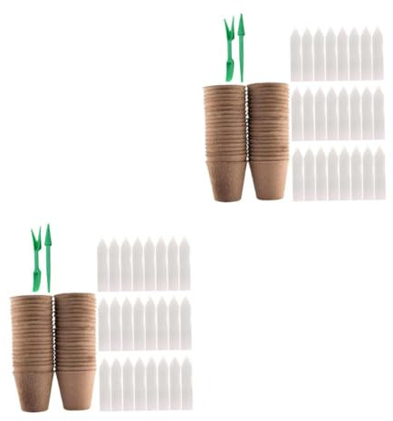 UKCOCO 2 Juegos Macetas de Germinación Biodegradables Jardín Incluye Etiquetas y Herramientas Trasplante Plantas y Semilleros