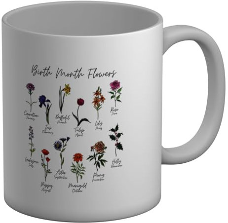 Shopagift Collection of Birth Month Flowers Mug White 11oz Large Ceramic Cup