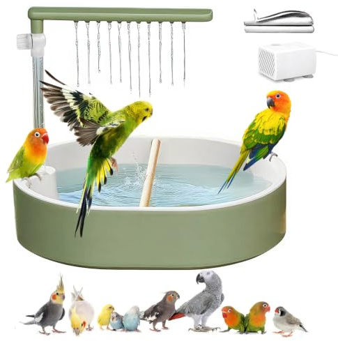 Parrot Bathtub Bird Automatic Bath Shower,Large Bird Shower Fountain Indoor Bathtub with Running Water, Contains USB and Pump,for Pet Birds, African Grey, Cockatiel, Conure, Budgie, Lovebird(Fashion)