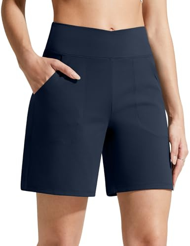 G4Free Sporthose Damen Kurz Cross High Waist Radlerhose Sommer Laufshorts | 6 Casual Sport Tennis Shorts Damen, Bequem Yoga Running Shorts Women, mit Taschen