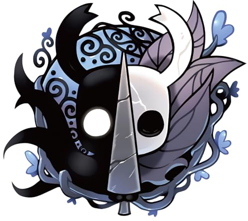 Hollow Knight Auto Aufkleber PVC Sticker Maske Waffe Motiv | Spielinspiriertes Design mit Hollow Knight und seiner dunklen Seele