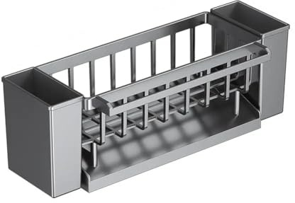Pqahffowr Self-Draining Sink Shelf Soap Sponge Holder Dishcloth Towel Rack Filter Basket Kitchen Sink Drain Rack Dark Grey