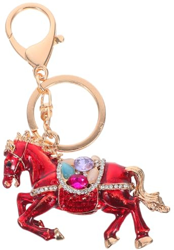 Parliky Rhinestone Anhänger Pferd Schlüsselanhänger aus Robustem Legierungs-material Niedliches Feng Shui Tier Motiv Chinesisches Neujahr Geschenk für Mädchen Taschen Rucksack-deko