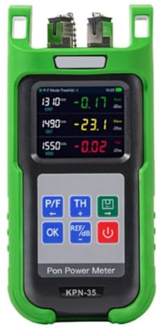 FUBESK TPN-35 Optisches PON-Leistungsmesser für FTTX-Netzwerke, 1310/1490/1550nm, für SC/APC & für SC/UPC Anschlüsse, mit hintergrundbeleuchtetem LCD und Datenspeicher