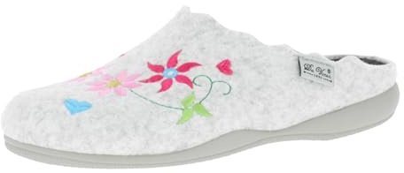Vista Da Vinci WD90B warme und komfortable Damen Filzpantoffel mit Motiv und griffiger Gummisohle