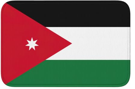 DUWAA Teppich mit jordanischer Flagge, 60 x 40 cm, weicher Kristallsamt-Teppich mit rutschfesten Punkten, Anti-Curling und Anti-Fray-Kanten