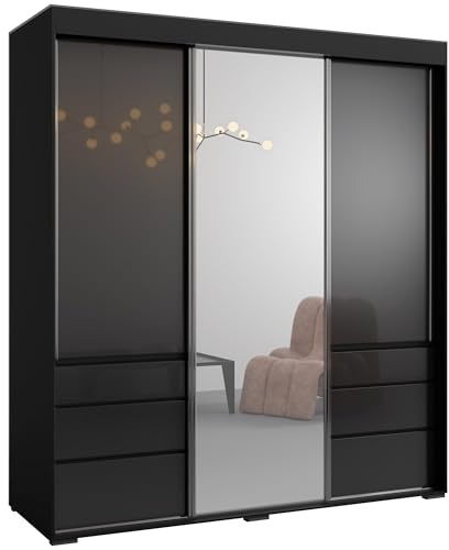 Spiegelschrank Torino 3D1L 180 Schwarz (lacobel)