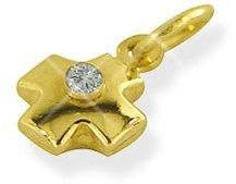 Kleiner Kreuz Anhänger mit Zirkonia echt 14K Gold 585 (Art 203132)