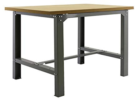 SimonRack Werkbank 600 kg Belastbarkeit, 86,5x150x75 cm, Große Arbeitsfläche Arbeitsfläche, Arbeitstisch, Holz-Arbeitsplatte, Grau/Holz Mdf - BT6