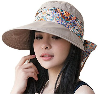 iHomey Roll Up Wide Brim Sonnenblende UPF 50+ UV-Schutz Sonnenhut mit Nackenschutz