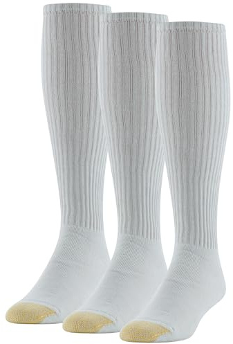 GOLDTOE Men's Ultra Tec Performance Over-The-Calf Athletic Socks, Multipairs, White (3-Pairs), Large