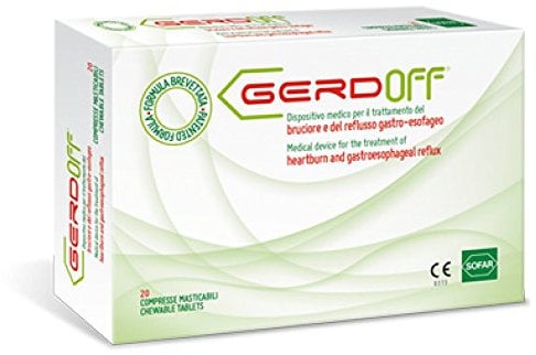 Gerdoff Dispositivo Medico ad Azione Meccanica che Consente di Ridurre Rapidamente i Sintomi Correlati Ai Reflussi Gastro-Esofageo, 20 Compresse Masticabili