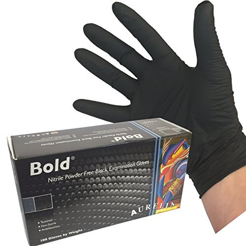 (400 GLOVES) Heavy Duty Black Nitrile Disposable Gloves AQL 1.5 - Tattooist tattoo mechanic (SIZE MEDIUM)