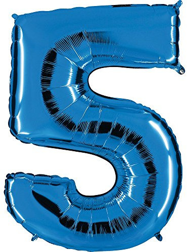 Grabo XXL Riesen Zahlen Folienballon 102 cm (40) Farbauswahl – Perfekte Deko für Geburtstage, Jubiläen & Feiern – Happy Birthday Party-Highlight - für Helium und Luft! Wiederverwendbar! (Blau, 5)