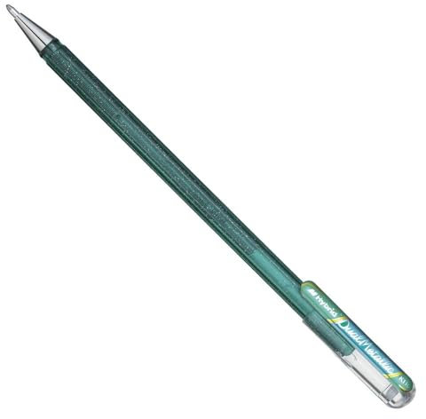 Pentel K110-DDX Dual Metallic Hybrid Dual Metallic Gelroller, Glitzer Gel, 1 Stück, grün/blau 2 verschiedene Farb-Effekte auf hellem/dunklem Papier grün+metallic blau