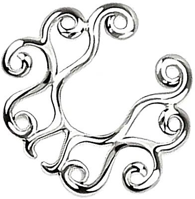 Piersando Fake Piercing Klemm Ring Klemmring Tribal Vintage für Septum Tragus Helix Nase Lippe Ohr Intim Nippel Augenbraue Brust Hufeisen Silber Modell KX-001