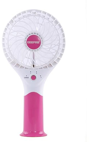 Geepas Rechargeable Mini Fan – Personal Portable Fan with 3 Speed Options – Quiet Electric USB Travel Fan for Office, Home and Travel Use (5V USB) – 8 Hours Working (Low Speed) –2 Year Warranty