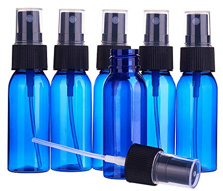 BENECREAT 24 Pack Bouteilles de pulvérisation d'atomiseur à Brume Fine de 30 ML Bleu vides en Plastique Bouteille de Voyage Ensemble pour Articles de Toilette cosmétiques huiles essentielles
