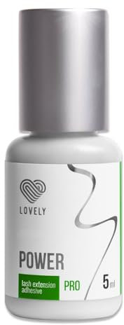 LOVELY colle pour cils POWER (5ml, couleur : NOIR) colle moyennement rapide, temps de séchage : 2 secondes - 6 semaines d'adhérence, pour des extensions de cils professionnelles