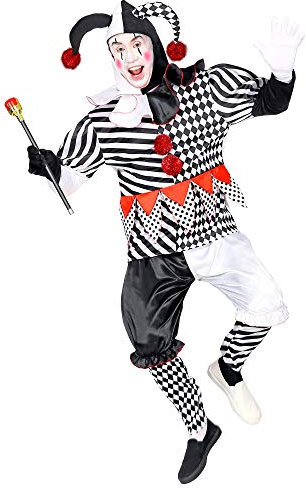 Widmann - Kostüm Harlekin, Jacke, Hose, Mütze, Handschuhe, Halloween, Karneval, Mottoparty