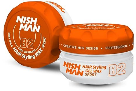 NISHMAN Aqua Gel-Wachs für Männer B2 – Sport 150g – Tropischer Fruchtduft – Natürlicher Glanz-Look – Ultra Starker Halt – Langanhaltende Kontrolle und Definition