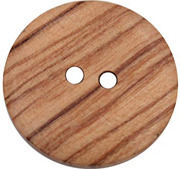 6 Stück, hübsche Holz Knöpfe, 2 Loch, aus europäischer Fertigung, mit sichtbarer Maserung, leicht gewölbt, Holzknöpfe Natur Knöpfe (25mm)