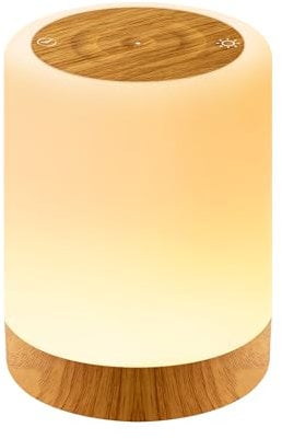 Auxmir Lámparas de Mesita de Noche Táctil, Regulable con 256 Colores RGB y 4 Modos, Luz Nocturna LED Recargable USB con Temporizador, Inalámbrica para Dormitorio o Regalo, Marrón Claro