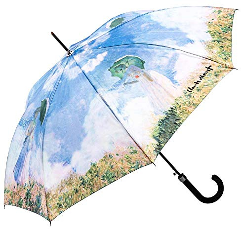 LUCKYWEATHER Regenschirm Stockschirm Damen Motiv Frau mit Sonnenschirm Auf-Automatik I Stockregenschirm groß und stabil sowie hochwertig verarbeitet I Regenschirme mit UV-Schutz