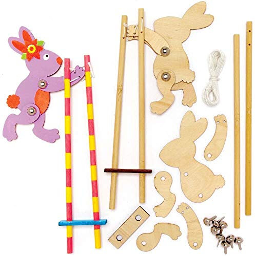 Baker Ross Osterhasen-Akrobaten aus Holz, 3 Stück, Osterbasteln für Kinder (AX751)