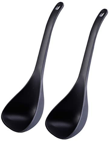 2 Stück Suppenkelle Kunststoff Schöpflöffel Mit Langem Griff Und Loch Zum Aufhängen, Ergonomisches Design Für Zuhause, Küche, Restaurant Und Hotel, Schwarz