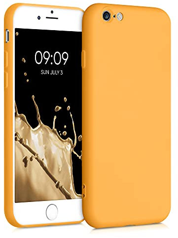 kwmobile Hülle kompatibel mit Apple iPhone 6 / 6S Hülle - gummierte TPU Silikon Handyhülle - Schutzhülle für kabelloses Laden - Case in Marigold