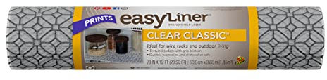 EasyLiner Clear Classic Shelf Liner - Durable Non Adhesive Fridge Liner - Easy to Install & Clean - Kitchen Liner Mat for Fridge Shelves - Removable Shelf Liner, 20 in. x 12 ft. - Gray Geo Pattern