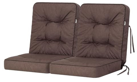 Bjird Bankauflage für Gartenmöbel, Gartenbank, Polsterauflage für Hollywoodschaukel, Auflagen für Gartenschaukelkissen, Sitzkissen, Stuhlauflage, Indoor/Outdoor - Braun - 120 cm (2 x 60 cm)