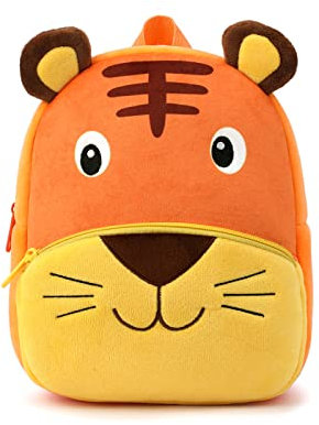 BEFUNIRISE Kleinkind-Rucksack für Jungen und Mädchen, niedlicher weicher Plüsch-Tier-Cartoon-Mini-Rucksack, klein für Kinder von 2–6 Jahren, Tiger Orange, Einheitsgröße, Niedlicher Rucksack