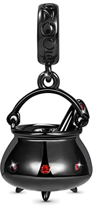 GNOCE Hexenkessel Anhänger Charm 925 Sterling Silber mit Rubin Edelsteinen Baumeln Charms Perle für Armbänder/Halsketten Schmuck Geschenk für Frauen Mädchen Frau Tochter