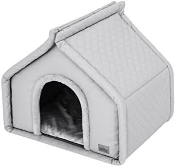 Hundehütte Katzenhütte Hundehöhle Katzenhöhle Hundehaus Katzenhaus Hütte Höhle Hundekissen Katzenkissen Haustierhütte Große R3-60 x 50 cm Asche