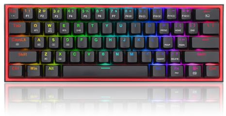 Redragon Teclado Mecanico Gaming Inalambrico - FIZZ PRO K616- RGB - 2,4 GHz Bluetooth 5.0 USB - Teclado inalambrico 60% Negro