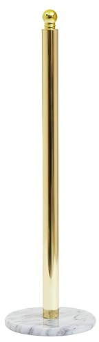 Premier Housewares Stable Light Gold Large Toilet Roll Holder With Marble Base | Elegant Design Free Standing Toilet Roll Holder | Sturdy Paper Storage | Versatile Loo Roll Holder