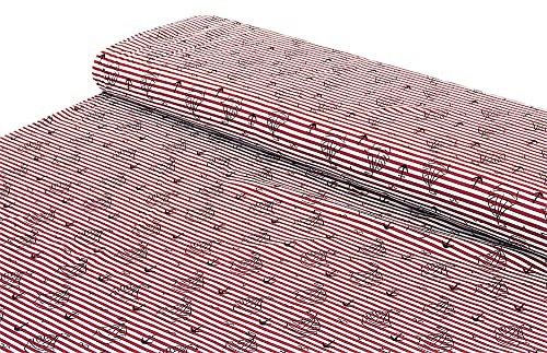 Baumwoll - Jersey Stoff maritim Segelboote Anker Streifen rot weiß - Meterware ab 25 cm x 160 cm - Stoff zum Nähen