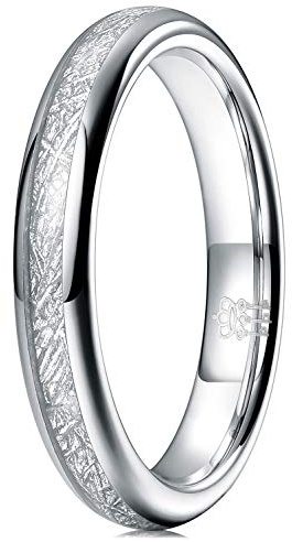 Three Keys Jewelry Womens 4mm 6mm 8mm Unique Tungsten Hunting Viking Meteorite Carbide Ring Inlay Wedding Band Gifts Bands Rings for Women Silver