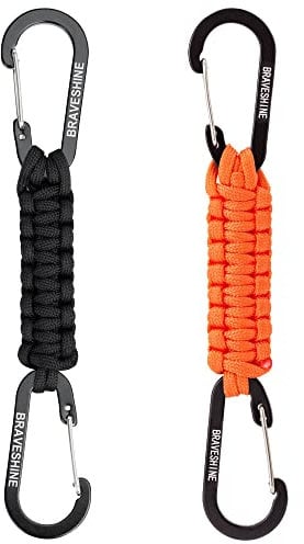 BRAVESHINE Keychain with Snap Hook Carabiner Clips, Paracord Keychain Carabiner Clips with Locking D Ring Hooks Hangers, Heavy Duty Lanyard Key Chain for Car Keys, Backpack, Tools, Men, Women