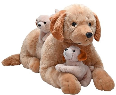 Wild Republic Cuddlekins Jumbo Mutter und Welpen Golden Retriever, Stofftier, 76 cm, Plüschtier, Füllung aus gesponnenen recycelten Wasserflaschen