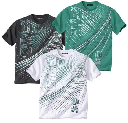 ATLAS FOR MEN - 3er-Pack Herren T-Shirts - Rundhalsausschnitt - Kurze Ärmel - Verfügbar in großen Größen von M bis 5XL