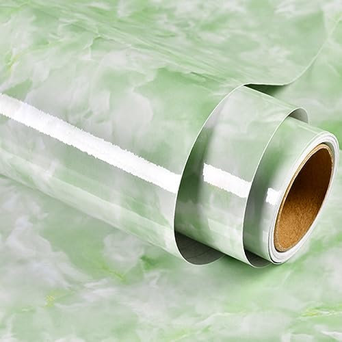 MOCNT Marmor Klebefolie Selbstklebende Glänzend 60cm x 5m Möbelfolie Wasserdicht Küchenschrank Tischplatten Dekorfolie Möbel Küchenfolie Oberflächenschutz Renovierung Tapeten Tiefes Grün