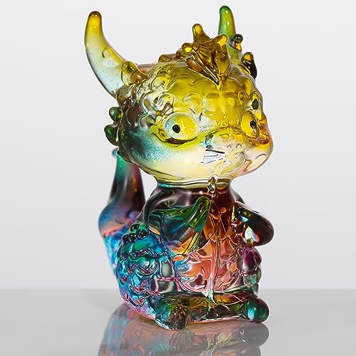 Qianwei Kristall-Drachen-Figuren – Geblasenes Glas, Drachen-Dekor-Statue, Büro, Tisch, Schreibtisch, Dekorationen, Weihnachts-Sammelfiguren, Mini-Kristallgeschenke, Glastiere