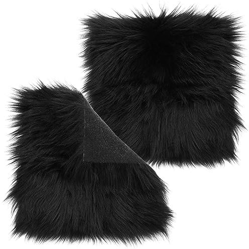 Sibba 1 STK Teppich Kunstfell 30 cm Teppich Kinderzimmer Deko Weich Bettvorleger Sofa Matte Wohnzimmer Schlafzimmer Deko Carpet für Stühle Area Rug Nachahmung Pelzstoff Fluffy Kindermatte (Schwarz)